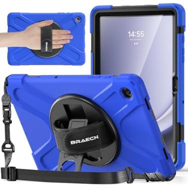 Imagem de BRAECNstock Capa para Samsung Galaxy Tab A9+ Plus 11 polegadas (SM-X210/X216/X218) Capa protetora à prova de choque para Galaxy Tab A9+ Plus infantil com protetor de tela, alça de mão giratória +