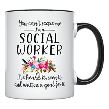Imagem de Caneca Younique Designs Social Worker, 325 ml, presente de assistente social para mulheres, presentes de trabalho social, Black Handle, 11 oz
