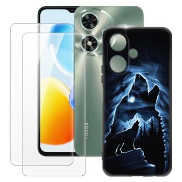 Imagem de MILEGOO Capa para Huawei Honor Play 50 4G + 2 peças protetoras de tela de vidro temperado, capa ultrafina de silicone TPU macio à prova de choque para Huawei Honor Changwan 50 4G (6,6 polegadas)