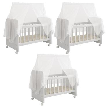 Imagem de Kit 03 Berços Para Boneca Magia Brinquedo Infantil Branco