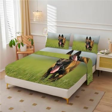 Imagem de Jogo de lençol Sheepdog California King – Lençóis de cama de pastagem, microfibra macia, bolsos profundos e sem vincos, 4 peças
