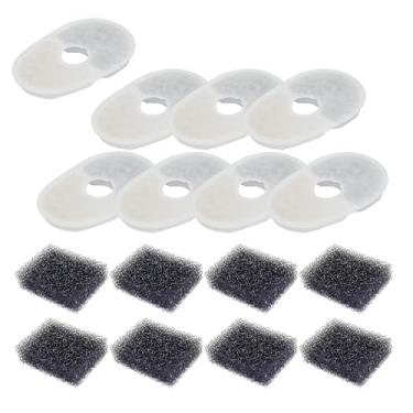 Imagem de 8 conjuntos de filtros de água de fonte para animais de estimação com esponja de filtro, compatíveis com filtros de substituição de fonte de água de abacate para cães e gatos e pequenos animais