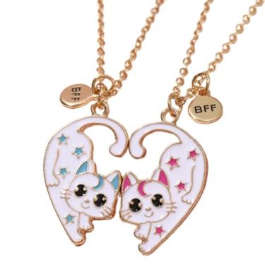 Imagem de Colar de gato lua e estrela para 2, pingente magnético BFF Best Friends Colares joias para mulheres, 20 inches, Zinco, Zircônia cúbica