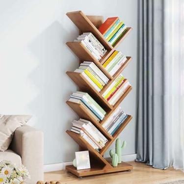 Imagem de Estante de chão – estante de árvore independente com almofadas ajustáveis para os pés, livros, CDs, plantas, suporte de armazenamento para escritório em casa