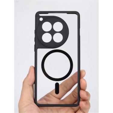 Imagem de Capa magnética para oneplus 12, capa transparente de carregamento sem fio à prova de choque, preta 1, para oneplus 12