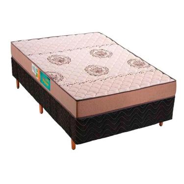 Imagem de  Cama Box Solteiro: Colchão Espuma D33 Polar Pérola + Base CRC Fantasy Black(88x188)