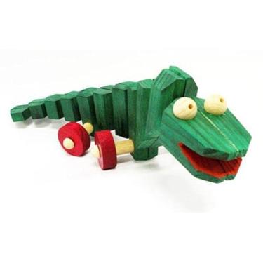 Imagem de Jacaré Articulado para Puxar - Madeira - Verde - Bohney
