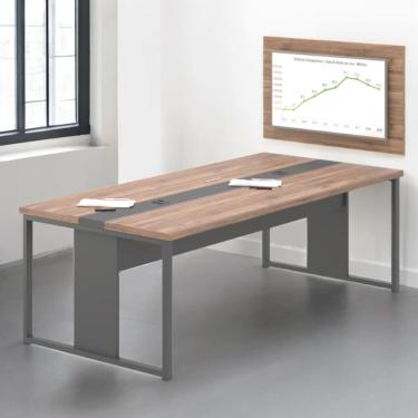 Imagem de Mesa Sala de Reunião Com Paniel de TV Parma Noce Preto