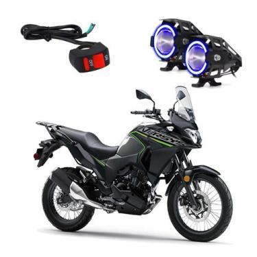 Imagem de Par Farol de Milha Angel Eye U7 Azul para Moto Kawasaki Versys 300 200