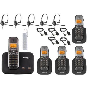 Imagem de Kit Aparelho Telefone Fixo Bina 2 Linhas 4 Ramal e Headset - Intelbras