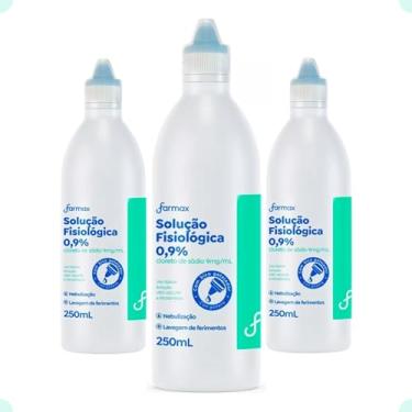Imagem de Soro fisiológico 0,9% 250ml Kit com 3 unidades Lavagem Ferimentos Lentes Nebulização