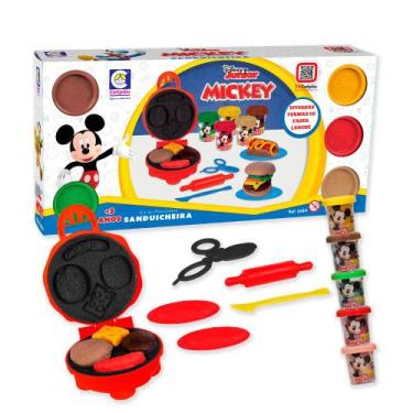 Imagem de Kit Massinha Mickey Molde Sanduicheira Hamburger Lanche - Cotiplás