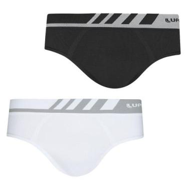 Imagem de Cuecas Masculina Lupo Kit C/2 Slip Microfibra S/costura, Preta e branc