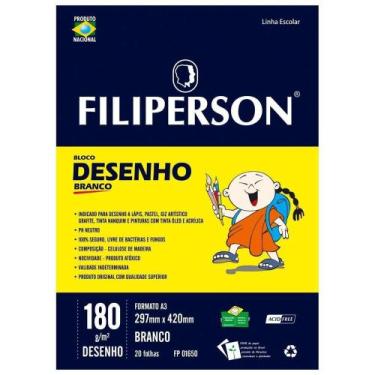 Imagem de Bloco Desenho A3 Filiperson 180G 20 Folhas Branco
