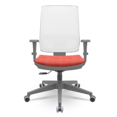 Imagem de Cadeira Brizza Diretor Grafite Tela Branca Assento Concept Rosê Base R