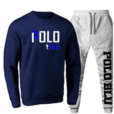 Imagem de Conjunto Moletom Masculino Gola Careca Sem Capuz Dia a Dia - Polo Blu,