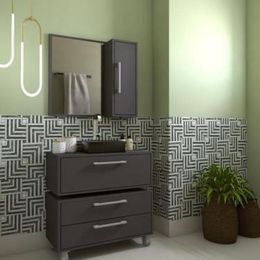 Imagem de Gabinete para Banheiro Suspenso 80cm Alice com Balcão 2 Gavetas e Espe