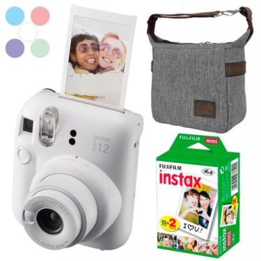 Imagem de Kit Câmera Revela Foto Instax Mini 12 Branca + Filme 20 Fotos + Bolsa 