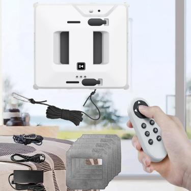Imagem de Limpador De Janelas Robot Square, Limpador De Vidro Inteligente 3000pa Com Jato De áGua Duplo/Controle Remoto/LençO Umedecido A Seco / 4 Panos De Limpeza/IníCio De Uma Tecla,White