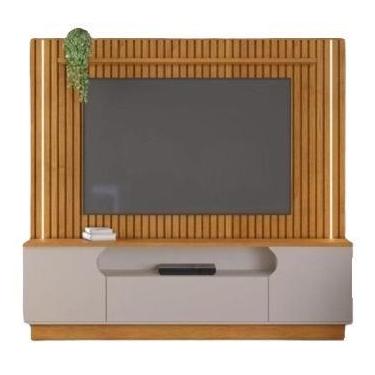 Imagem de Estante Afago Para TV 65 Polegadas Ripado Com LED Cinamomo Off White J