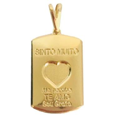 Imagem de Pingente Medalha Hooponopono Sinto Muito Sou Grata Banhado a Ouro 18k 