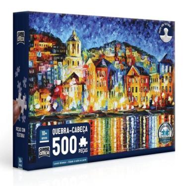 Imagem de Quebra Cabeça Leonid Afremov Cidade Noite Porto 500 Peças Game Office 