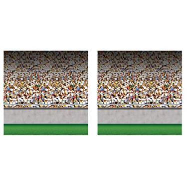 Imagem de Beistle Cenários de foto para o estádio de deck inferior 2 peças decoração para festas esportivas aniversário futebol decoração para o dia do jogo, 10 x 76 m, multicolorido