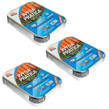 Imagem de 3 Bandeja Marmita Aluminio Descartável D-6 500ml Wyda C/10