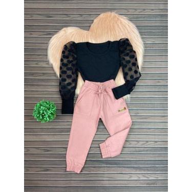 Imagem de Roupa Feminina Infantil Blusa Tule Calça Jogger Blogueirinha - AK FASH