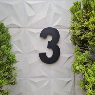 Imagem de Número 3 residencial em aço inox 20cm Casa Portão 3d- Estoque disponív