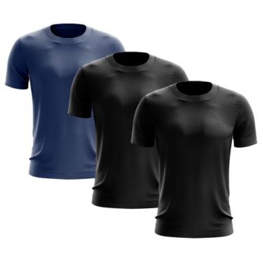 Imagem de Kit 3 Camisetas Masculina Manga Curta Dry Básica Lisa Proteção Solar U