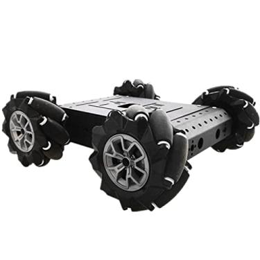 Imagem de SmaringWing Premium 4WD Mecanum Wheel Robotic Chassis Kit for Arduino/Raspberry pi/Micobit, C400 96mm Omnidirectional Wheel DIY Smart RC Metal Car Chassis Platform with DC Speed Encoder Motor