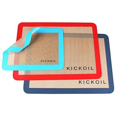 Imagem de Tapete de silicone grande para assar conjunto de 3 a 2 meias folhas 42 x 29,5 cm + 1 quarto de folha, forros reutilizáveis antiaderentes e seguros para alimentos para biscoitos, macarons,
