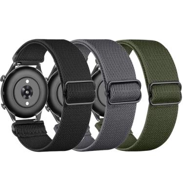 Imagem de TUCOMO Pacote com 3 pulseiras de relógio de nylon elástico compatíveis com Amazfit Bip 6/Bip 5/GTR 4/GTR 3 Pro/GTR 3/GTR 2/GTR 2e/GTR 47 mm, pulseiras elásticas de 22 mm para Amazfit Balance/Cheetah