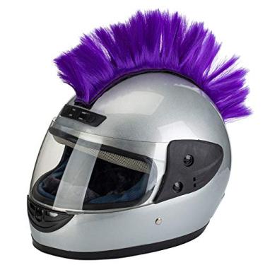 Imagem de PAXLamb Helmet Hawks Capacete de motocicleta Moicano Perucas Capacete Moicano Peruca para motocicleta, ciclismo, esqui, snowboard, capacete, apliques de cabelo Skinhead Fantasias Peruca Cosplay (Roxo)