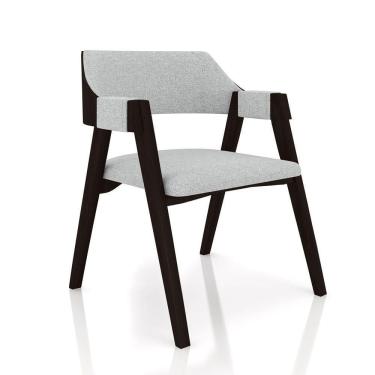 Imagem de Cadeira Sala De Jantar E Jogos Carteados Madeira Maciça Poker Linho Cinza-tabaco G42 - Gran Belo