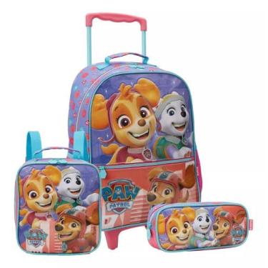 Imagem de Kit Mochila Rodas 16 Patrulha Canina Skye Lancheira Estojo - Xeryus