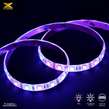 Imagem de Fita de LED VX Gaming RGB com Controlador Conexao USB 60 Pontos de LED 1 Metro - LRU1(7908020920717)