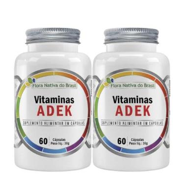 Imagem de 2x Complexo Vitaminas Adek A, D, E, K 120 Cápsulas 500mg - Flora nativ