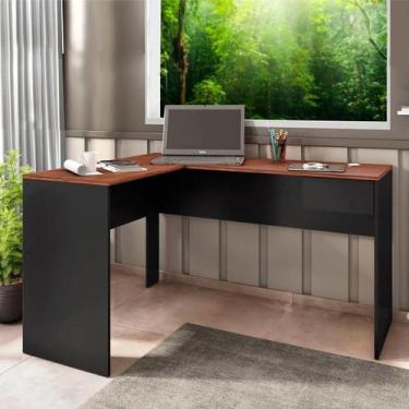 Imagem de Mesa para escritório em l com 1 gaveta casa d euro dakota/preto - Vill