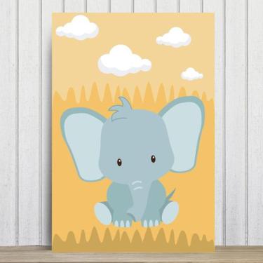 Imagem de Placa Decorativa Infantil Safari Elefante MDF 30x40cm - Quartinhos