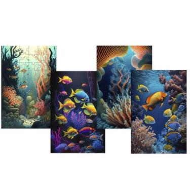 Imagem de Kit 4 Quebra-cabeças Cognitivos Profundezas do Mar de 60 peças - Reido
