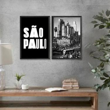 Imagem de Kit 2 Quadros São Paulo Antiga 24x18cm - Quadros On-line, Moldura bran