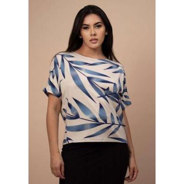 Imagem de Blusa Básica Morcego Malha Gola Canoa Manga Curta Bambu Azul - Amazoni