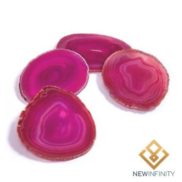 Imagem de Porta Copos Chapa de Ágata Rosa Pedra Cristal Natural - Infinity, Rosa