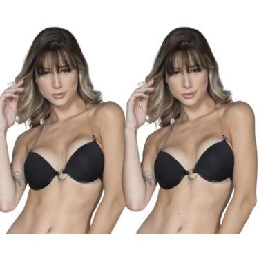 Imagem de Kit 2 Sutiã De Bojo Com Alça De Silicone Transparente Costa Nua 2 suti