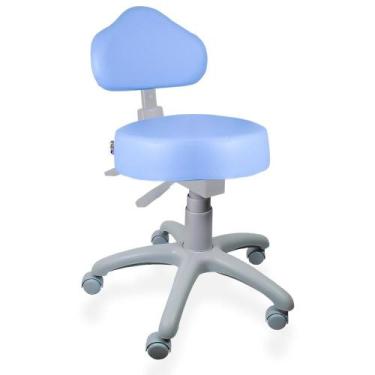 Imagem de Cadeira Mocho Azul Claro Ergonômico Base Cinza - ULTRA Móveis - Ultra 