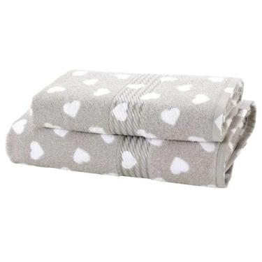 Imagem de Toalha de Banho Döhler Prisma  Estampado Coração - DOHLER SA, CINZA CO
