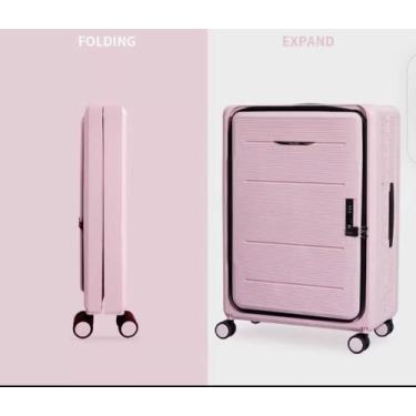 Imagem de Mala Bordo Polipropileno 4 Rodas Dobrável Slim BL200 - SECHI, Rosa beb
