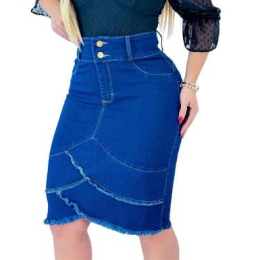 Imagem de Saia Jeans Feminina Amaciada Com Babado - Afrodite Jeans, Jeans, 42